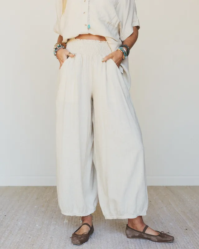 Pure Soul Linen Pants - Oatmeal made by easel