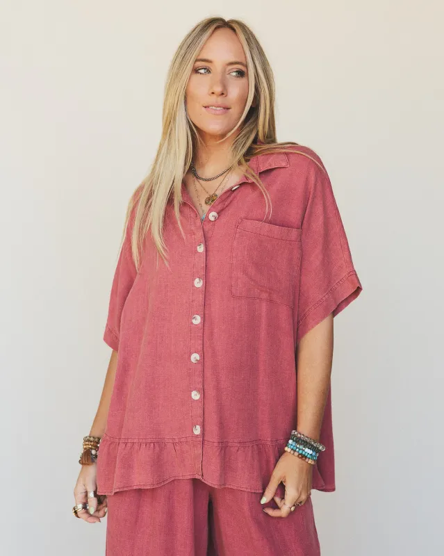 Pure Soul Linen Top - Boho Red made by easel