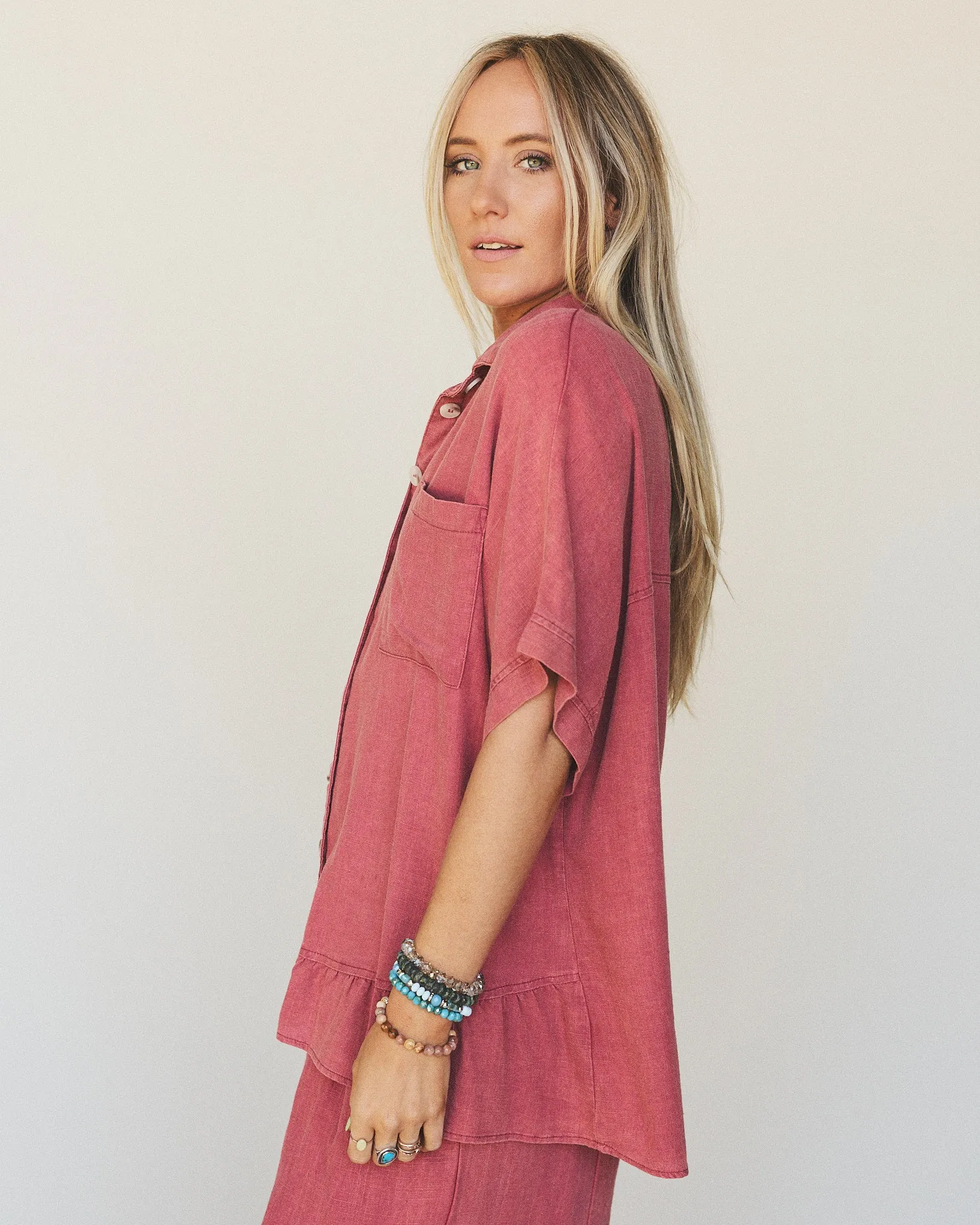 Pure Soul Linen Top - Boho Red sold by Three Bird Nest product image thumbnail 2