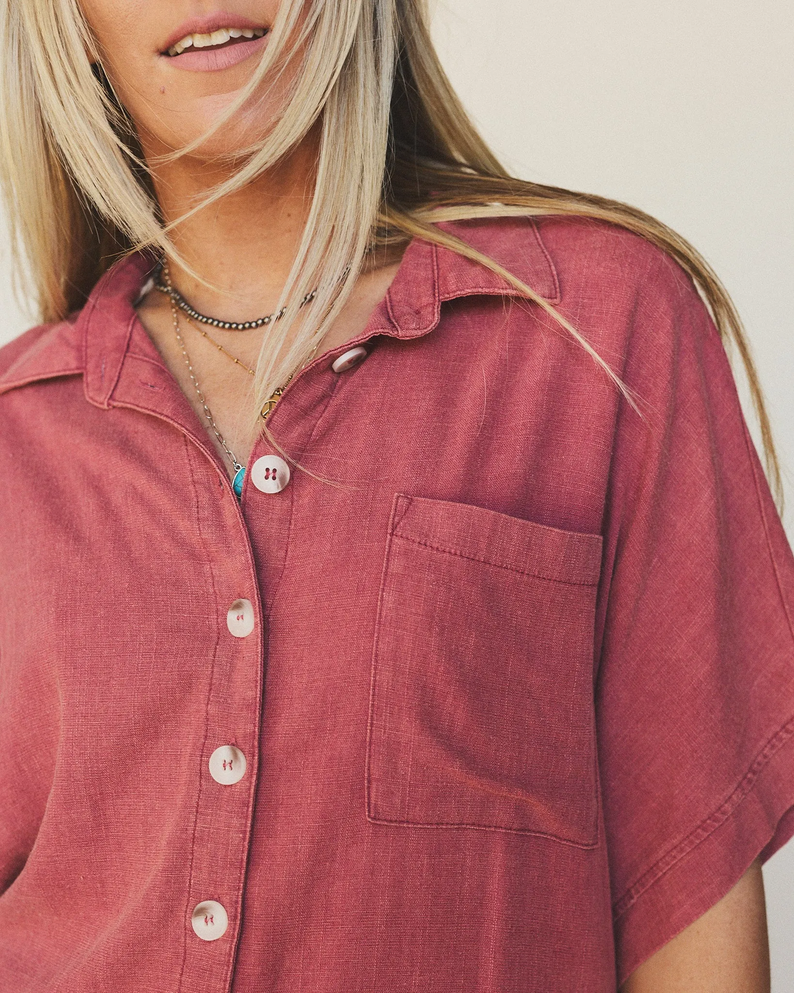 Pure Soul Linen Top - Boho Red sold by Three Bird Nest product image thumbnail 3