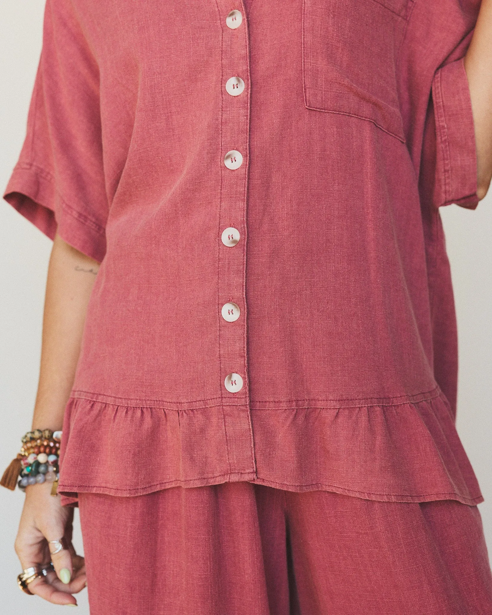 Pure Soul Linen Top - Boho Red sold by Three Bird Nest product image thumbnail 4