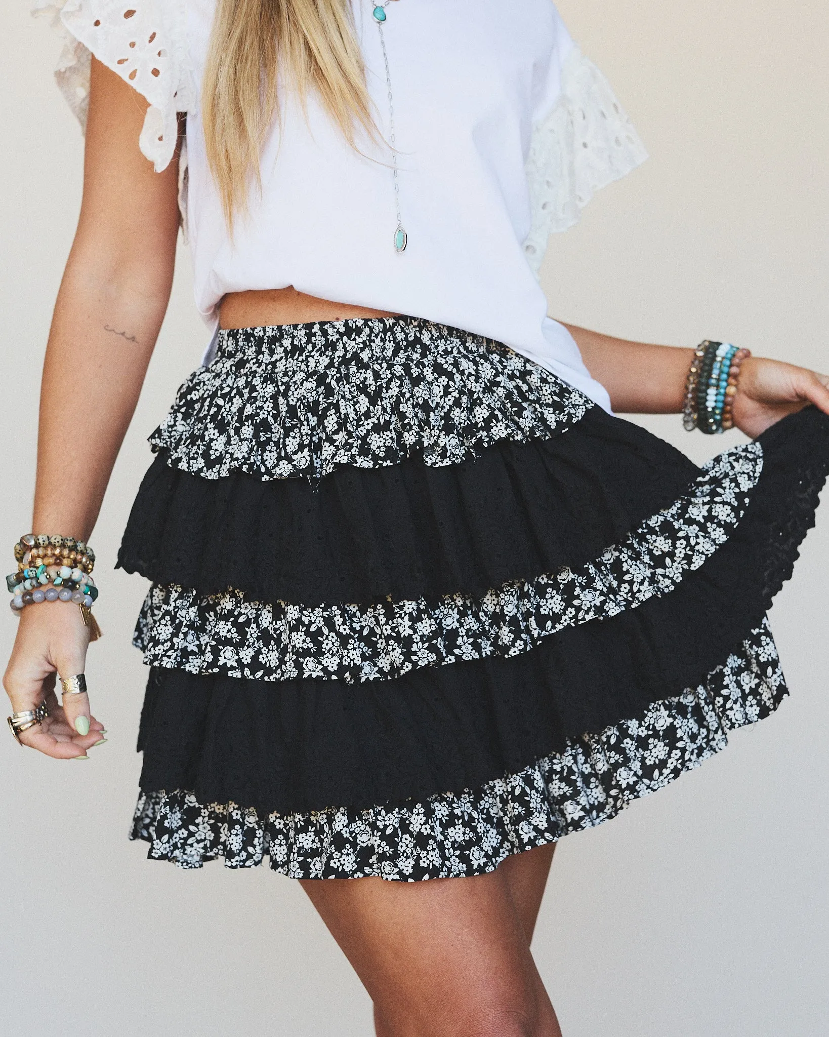 Floral Springs Mini Skort - Black sold by Three Bird Nest