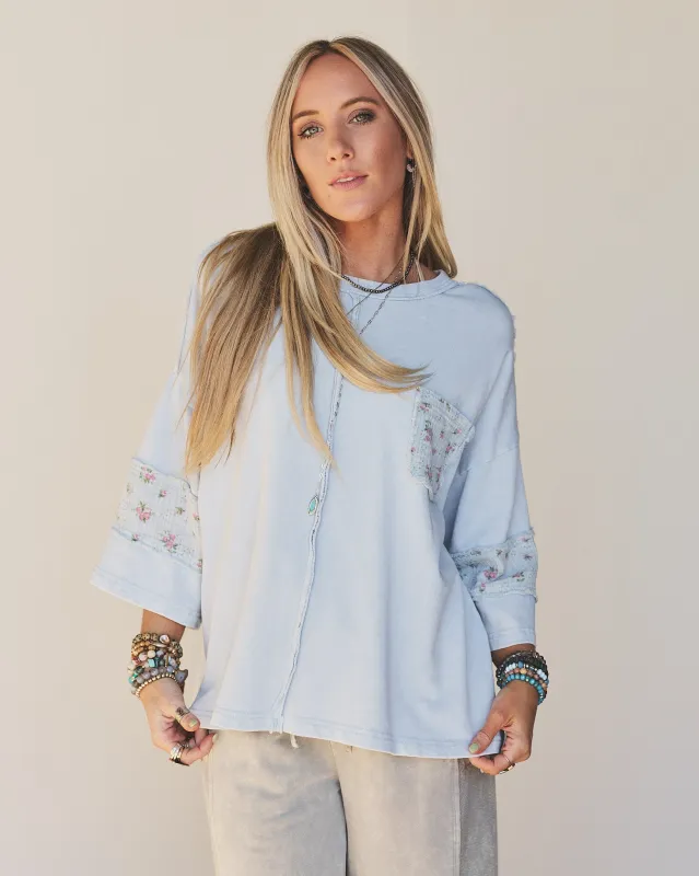 Top Notch Terry Knit Top - Blue sold by Three Bird Nest