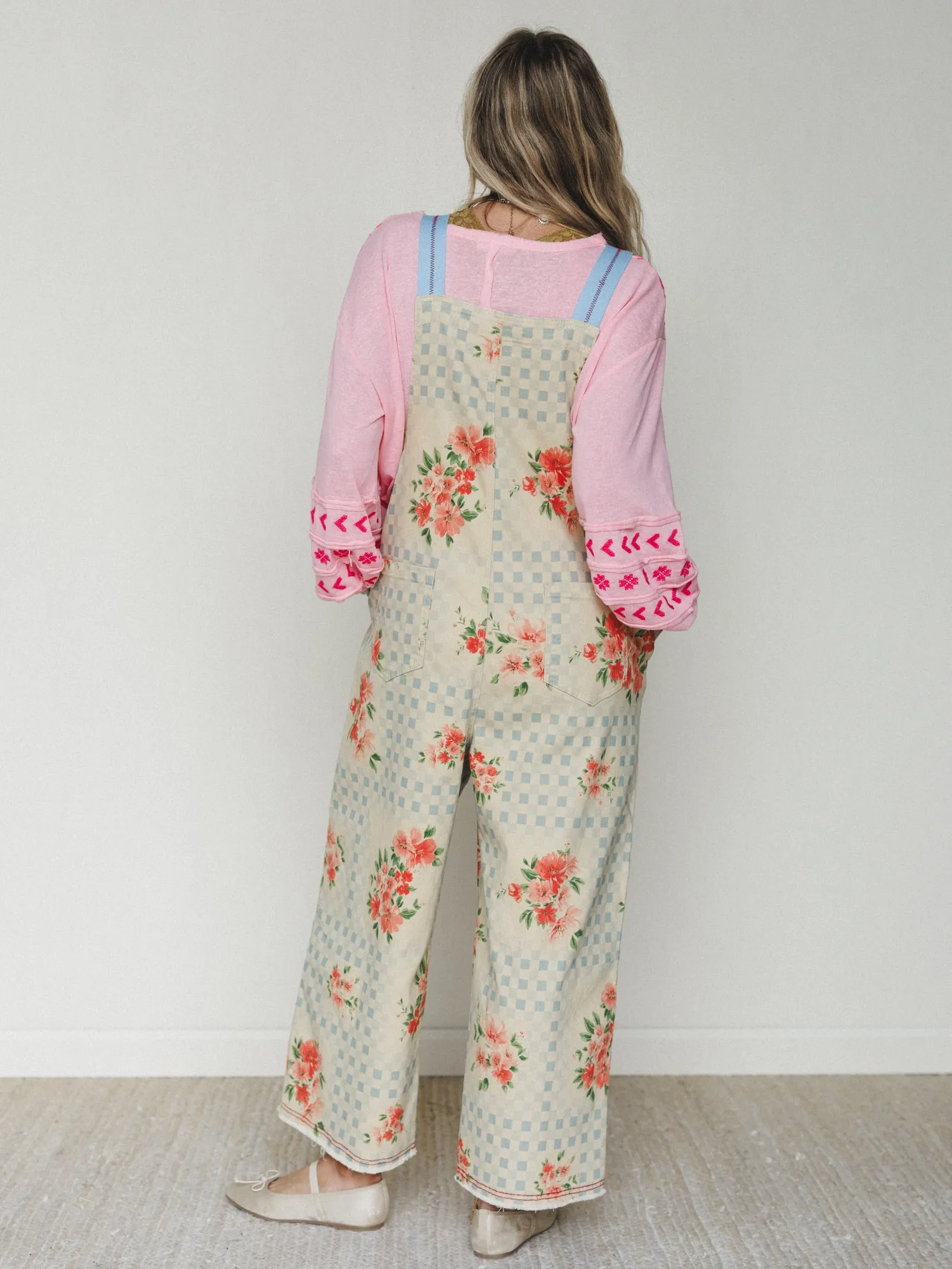 Whimsy Flower Overalls - Khaki sold by Three Bird Nest product image thumbnail 5