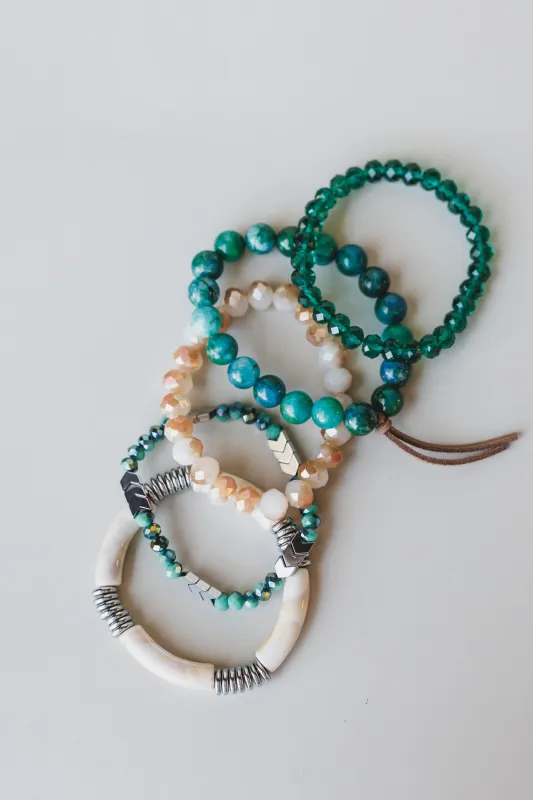 Romilly Bracelet Set - Teal Multi made by Three Bird Nest