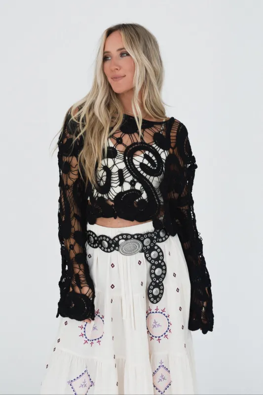 Juliet Crochet Top - Black made by Three Bird Nest