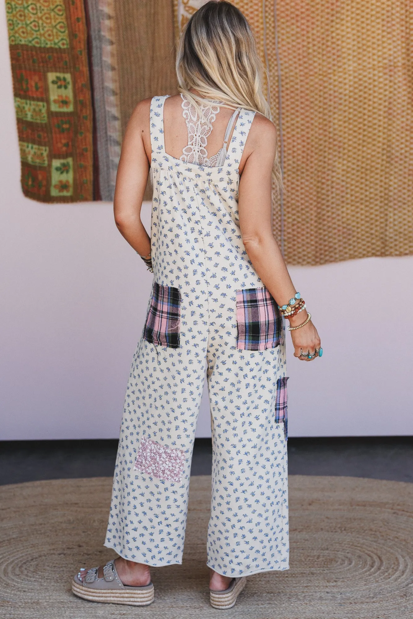 Petal Patch Overalls - Latte sold by Three Bird Nest product image thumbnail 2