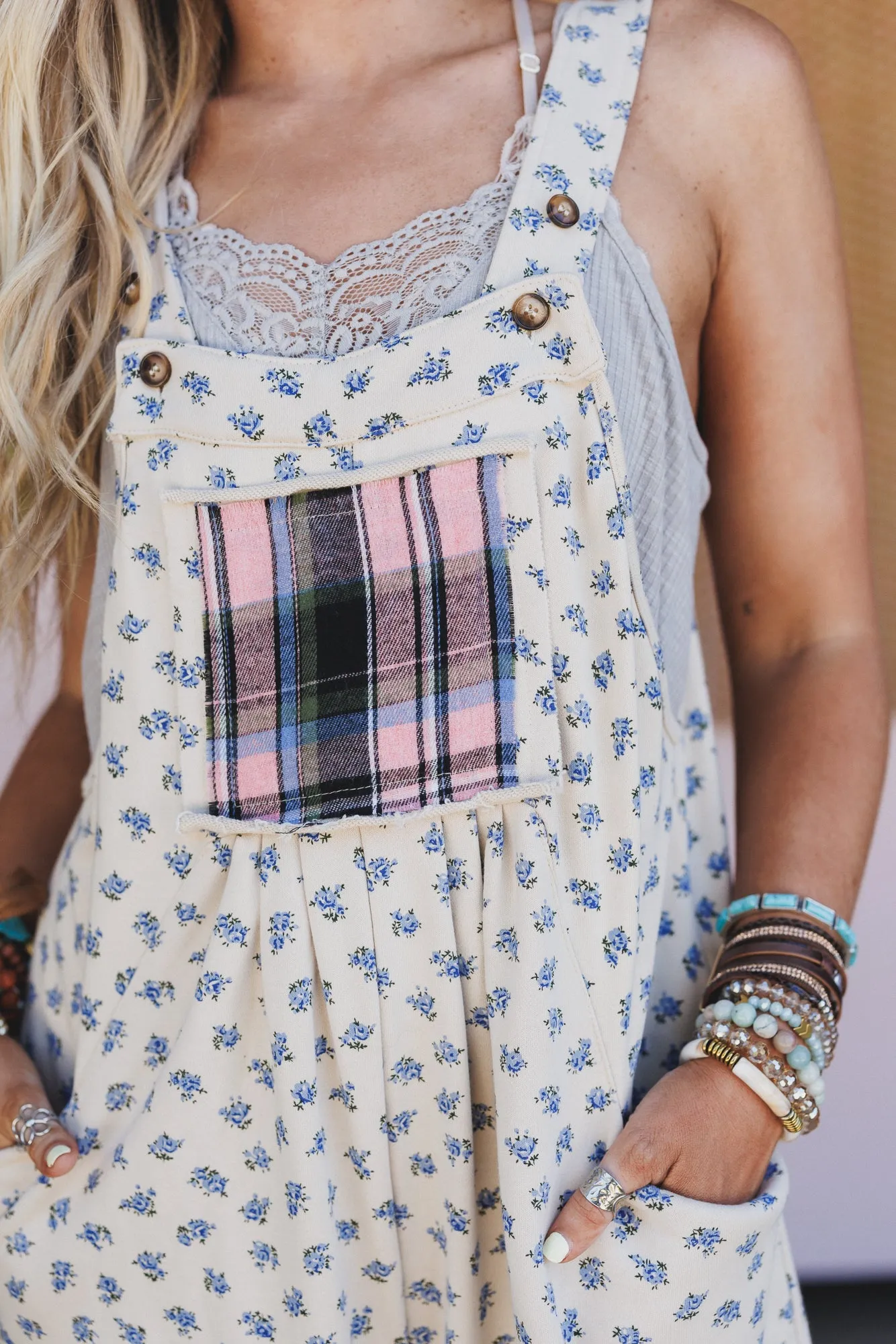 Petal Patch Overalls - Latte sold by Three Bird Nest product image thumbnail 3