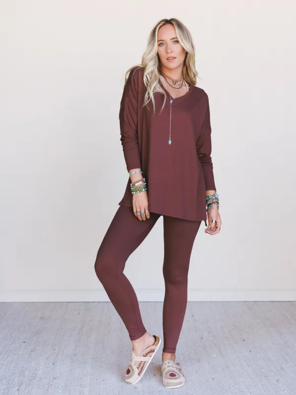 Dreamy Drift Top and Pant Set - Brown made by Zenana