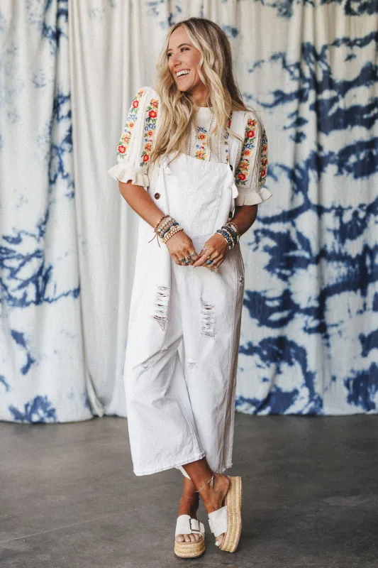 High Hopes Slouchy Denim Overalls - Off White sold by Three Bird Nest