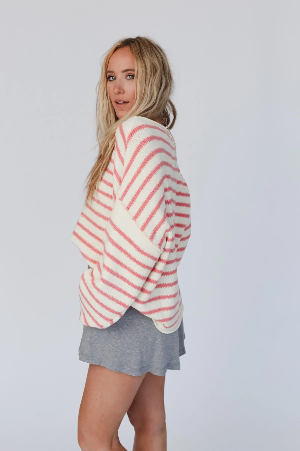 All My Stripes Oversized Sweater - Cream Pink sold by Three Bird Nest product image thumbnail 5
