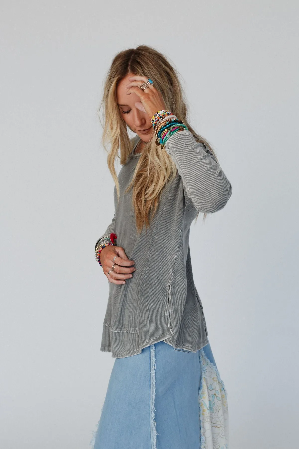 Cant Miss Thermal Knit Top - Ash sold by Three Bird Nest product image thumbnail 2