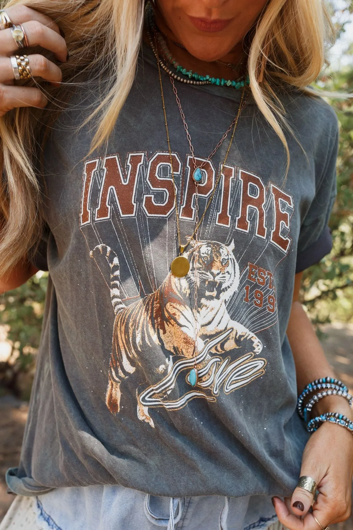 Inspired Tiger Graphic Tee - Iron sold by Three Bird Nest product image thumbnail 2