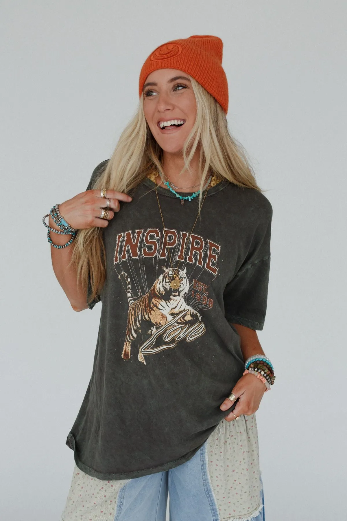 Inspired Tiger Graphic Tee - Iron sold by Three Bird Nest product image thumbnail 3