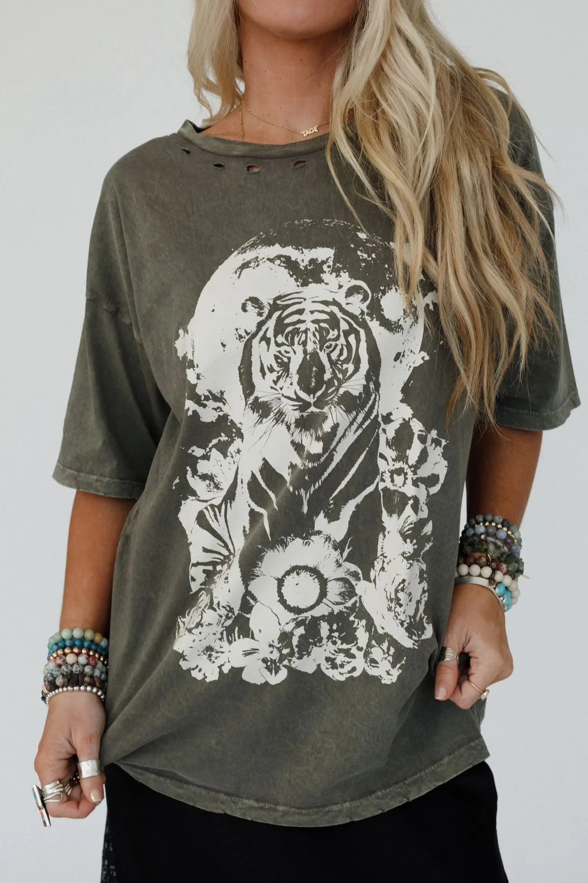 Tiger Moon Graphic Tee - Iron sold by Three Bird Nest product image thumbnail 3