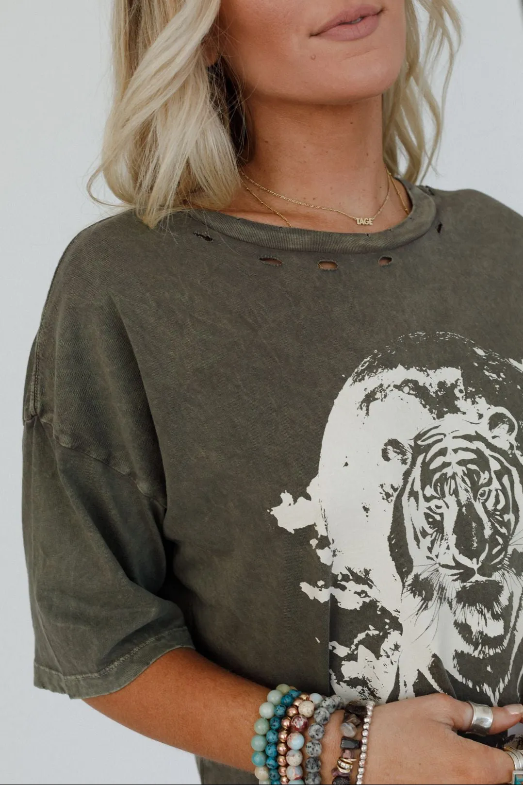 Tiger Moon Graphic Tee - Iron sold by Three Bird Nest product image thumbnail 2