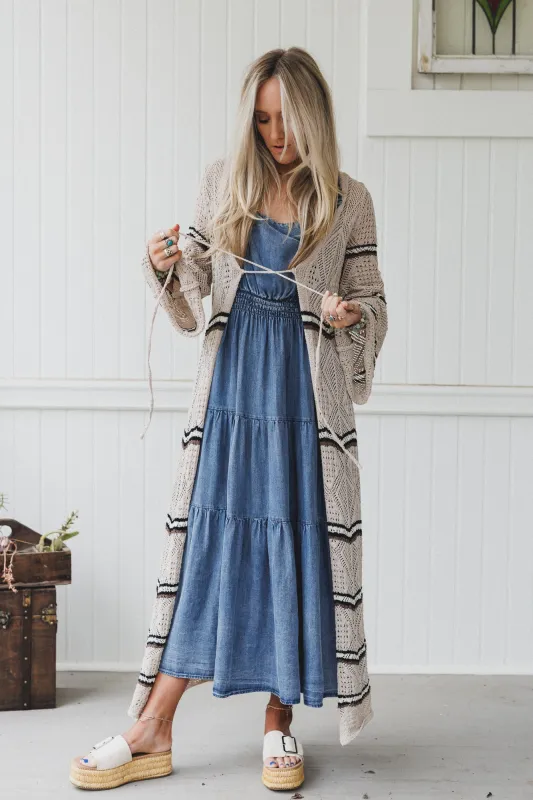 Crochet Breeze Cardigan Duster - Oatmeal sold by Three Bird Nest