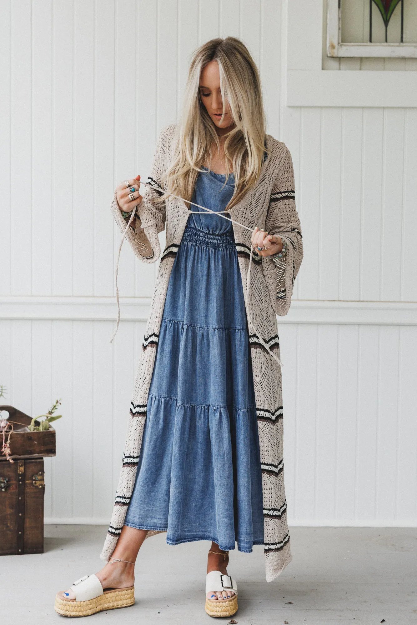 Crochet Breeze Cardigan Duster - Oatmeal sold by Three Bird Nest