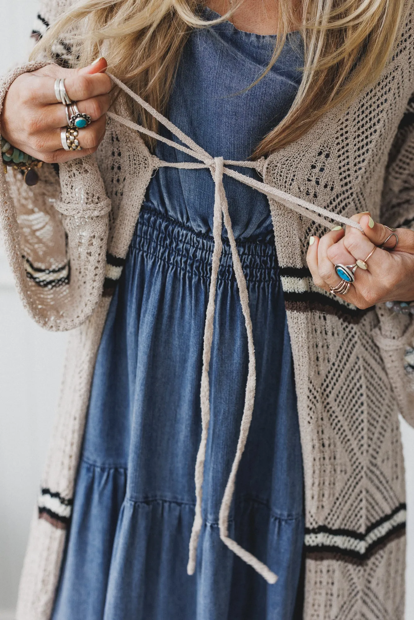 Crochet Breeze Cardigan Duster - Oatmeal sold by Three Bird Nest product image thumbnail 3