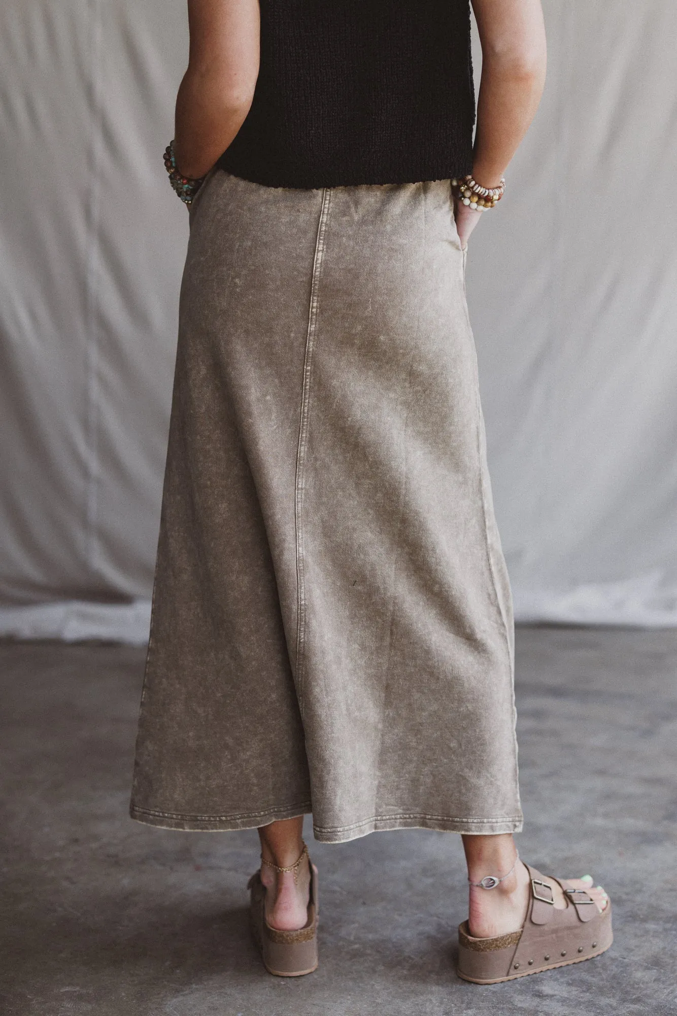 Sunfade Front Slit Maxi Skirt - Mocha sold by Three Bird Nest product image thumbnail 4