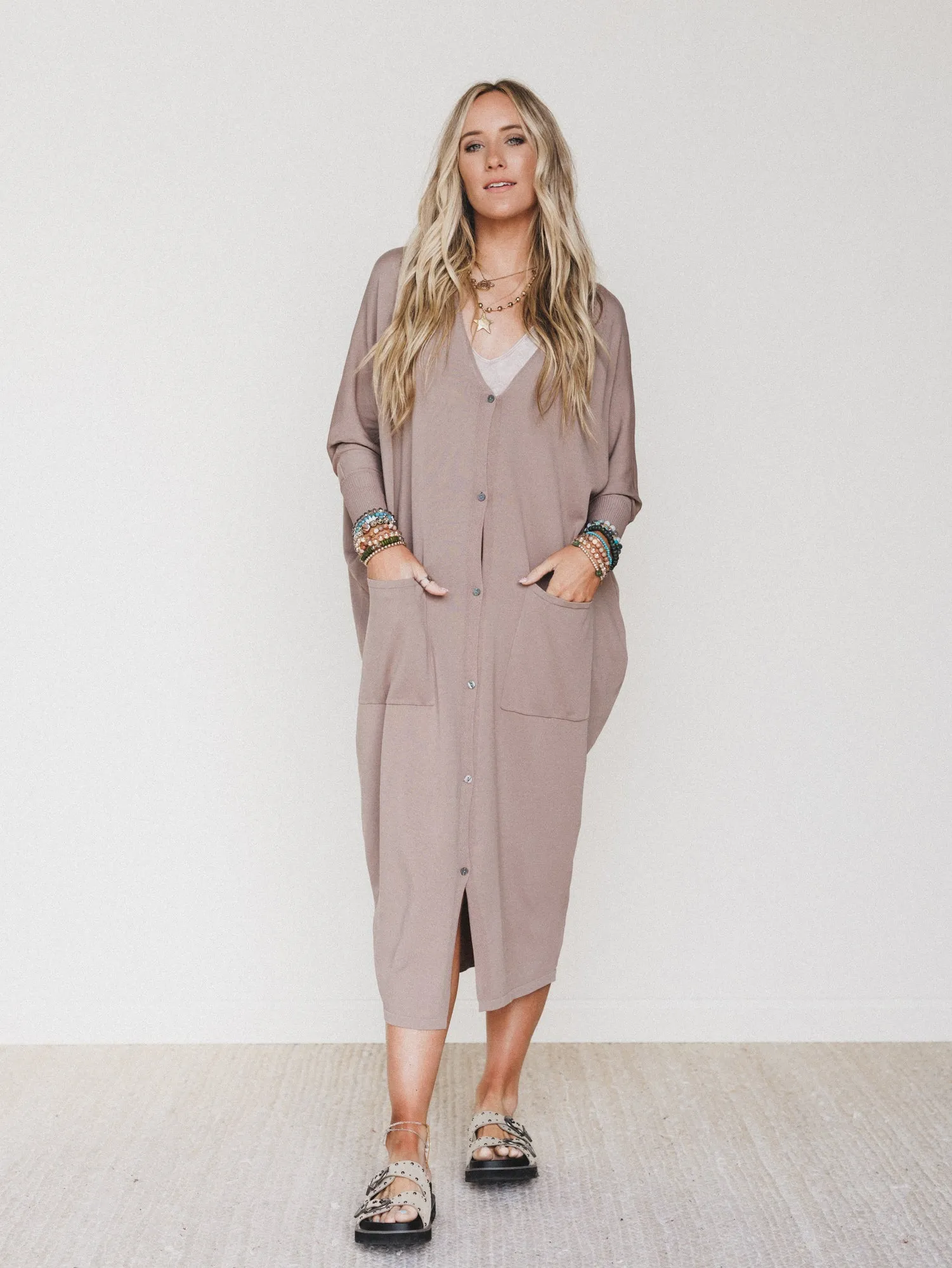 Harper Duster Dress - Mushroom sold by Three Bird Nest product image thumbnail 2
