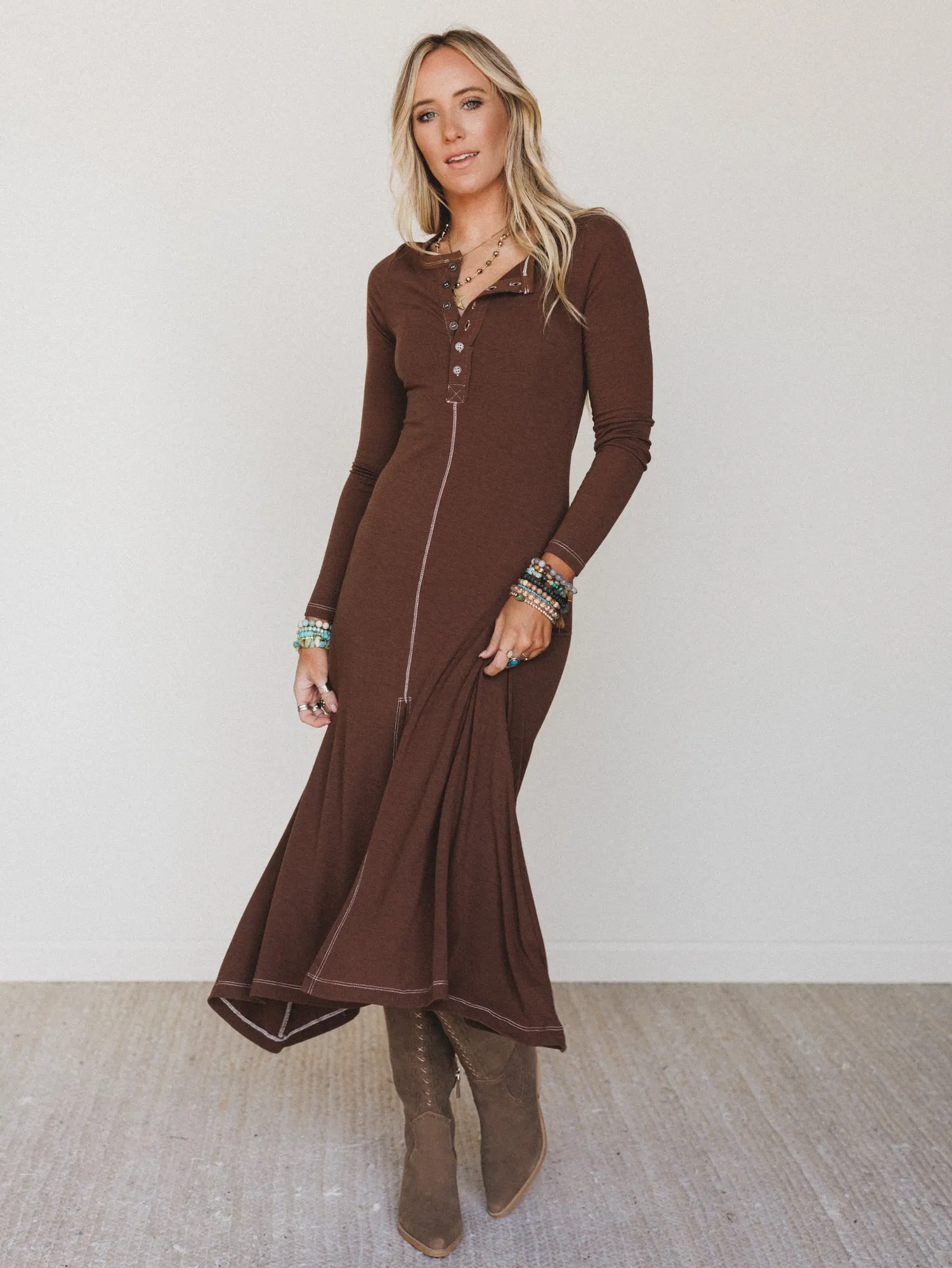 Harlowe Dress - Mocha sold by Three Bird Nest