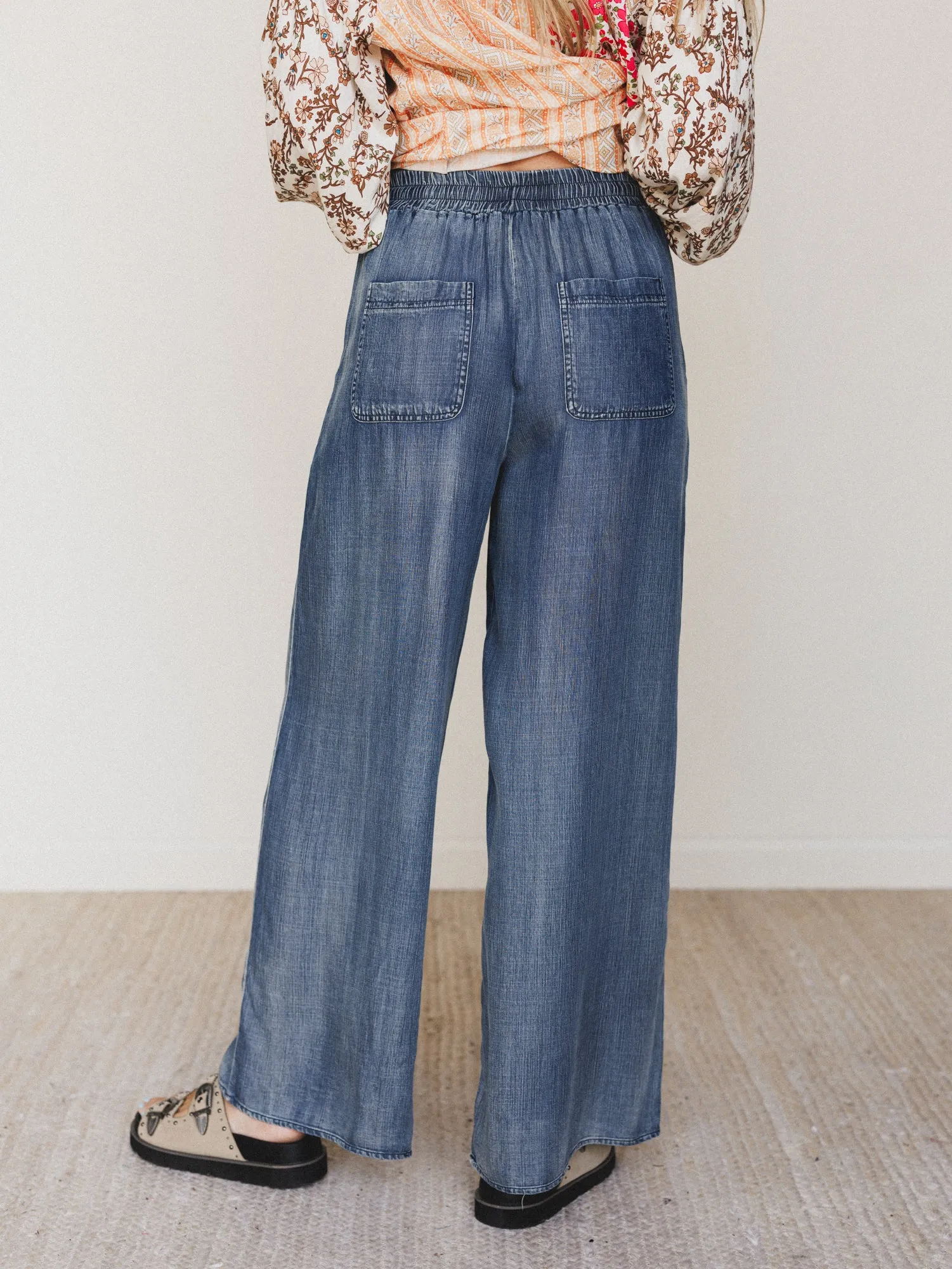 Casual Step Wide Leg Pants - Dark Denim sold by Three Bird Nest product image thumbnail 4