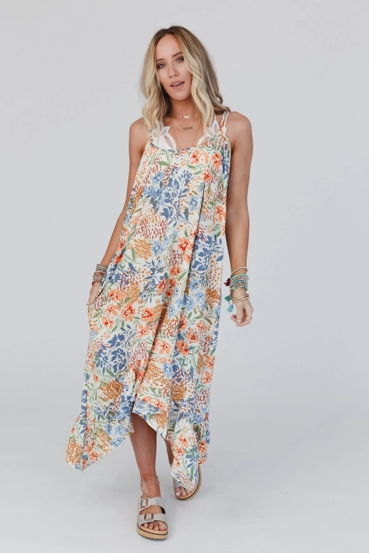The Nest Ellie Ruffle Midi Dress - Brown Floral sold by Three Bird Nest product image thumbnail 3