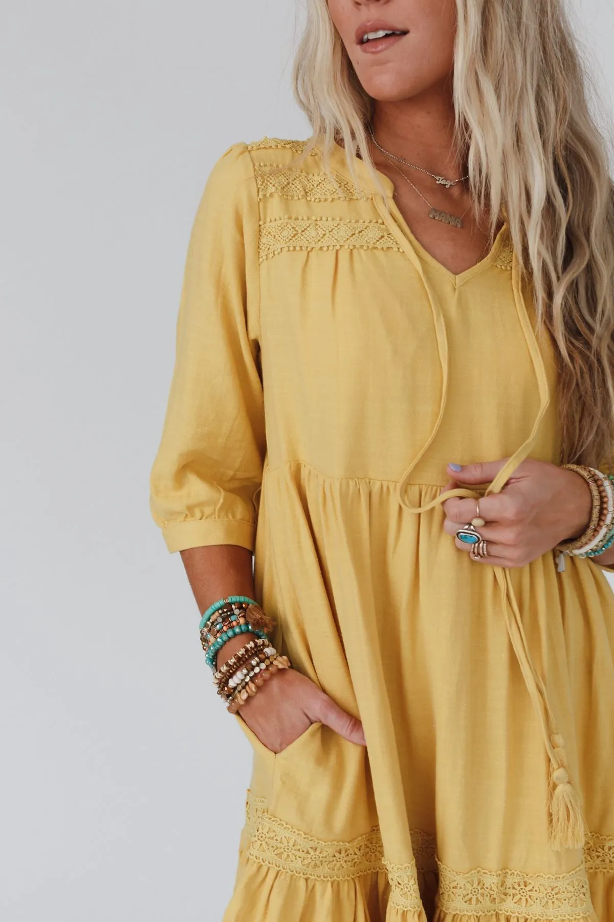 Tiny Dancer Ruffle Mini Dress - Mustard sold by Three Bird Nest product image thumbnail 5