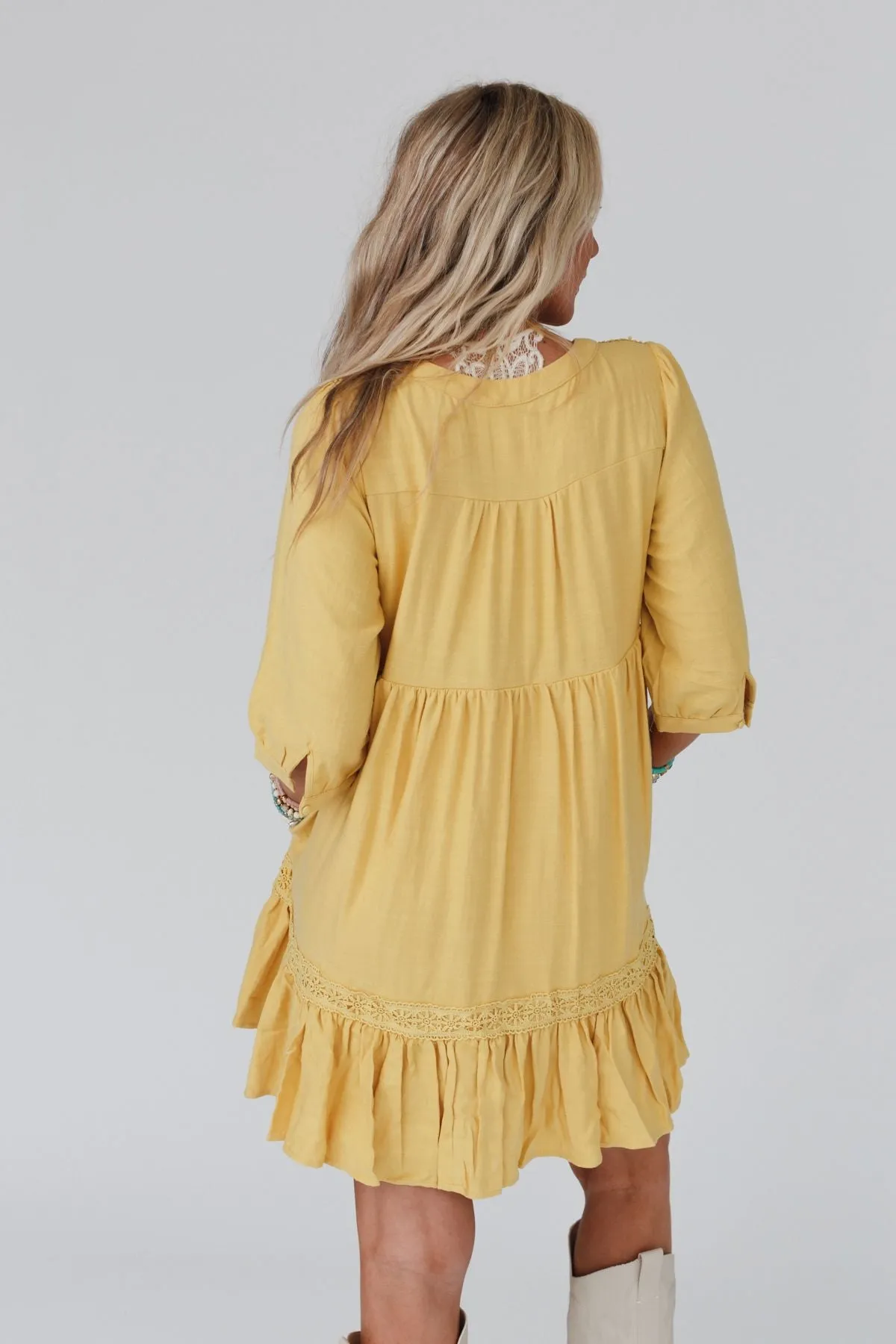 Tiny Dancer Ruffle Mini Dress - Mustard sold by Three Bird Nest product image thumbnail 2