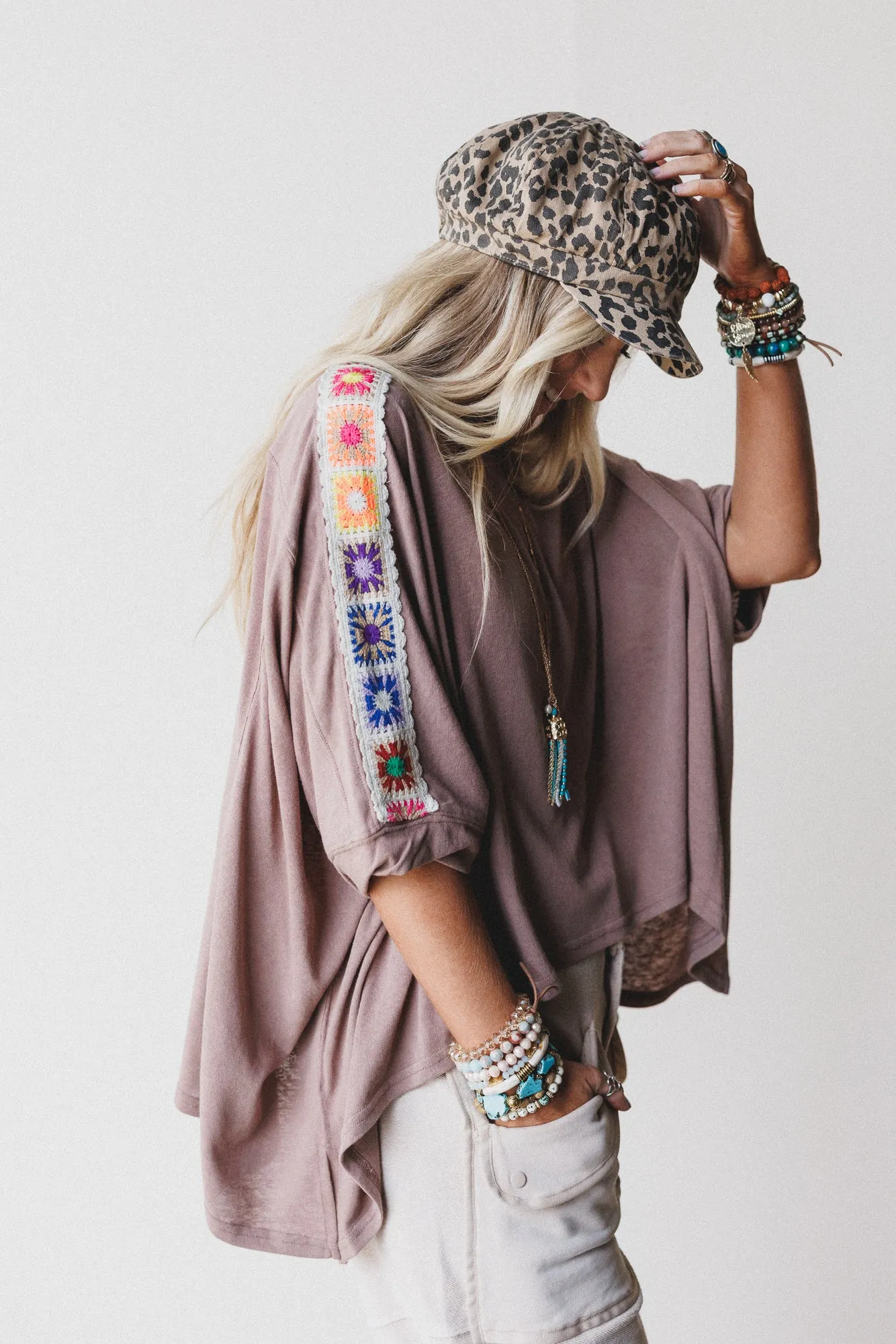 Riverbend Crochet Trim Top - Mocha sold by Three Bird Nest