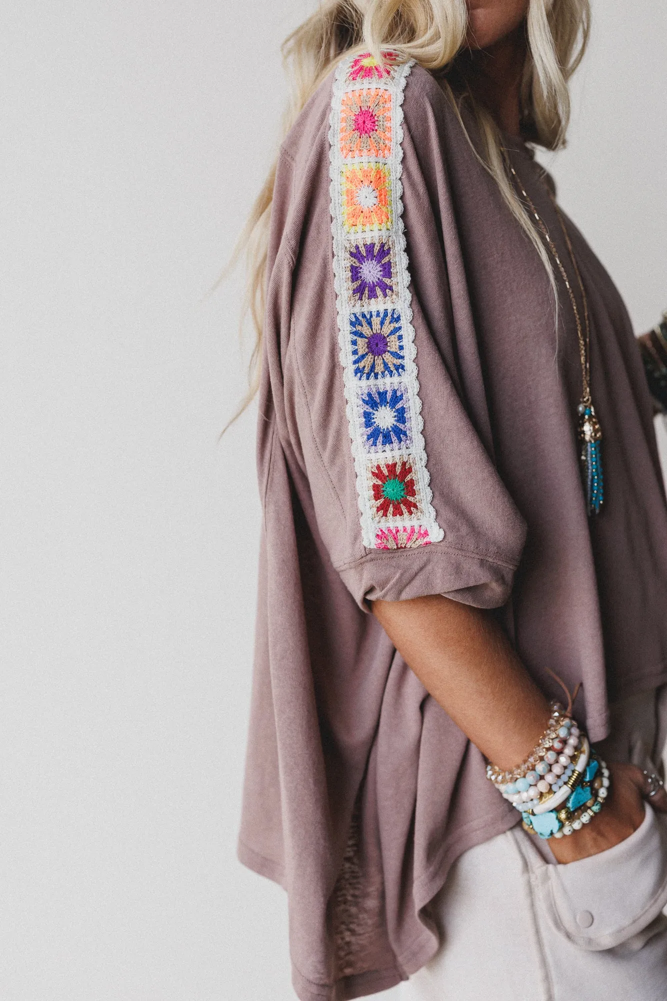 Riverbend Crochet Trim Top - Mocha sold by Three Bird Nest product image thumbnail 4