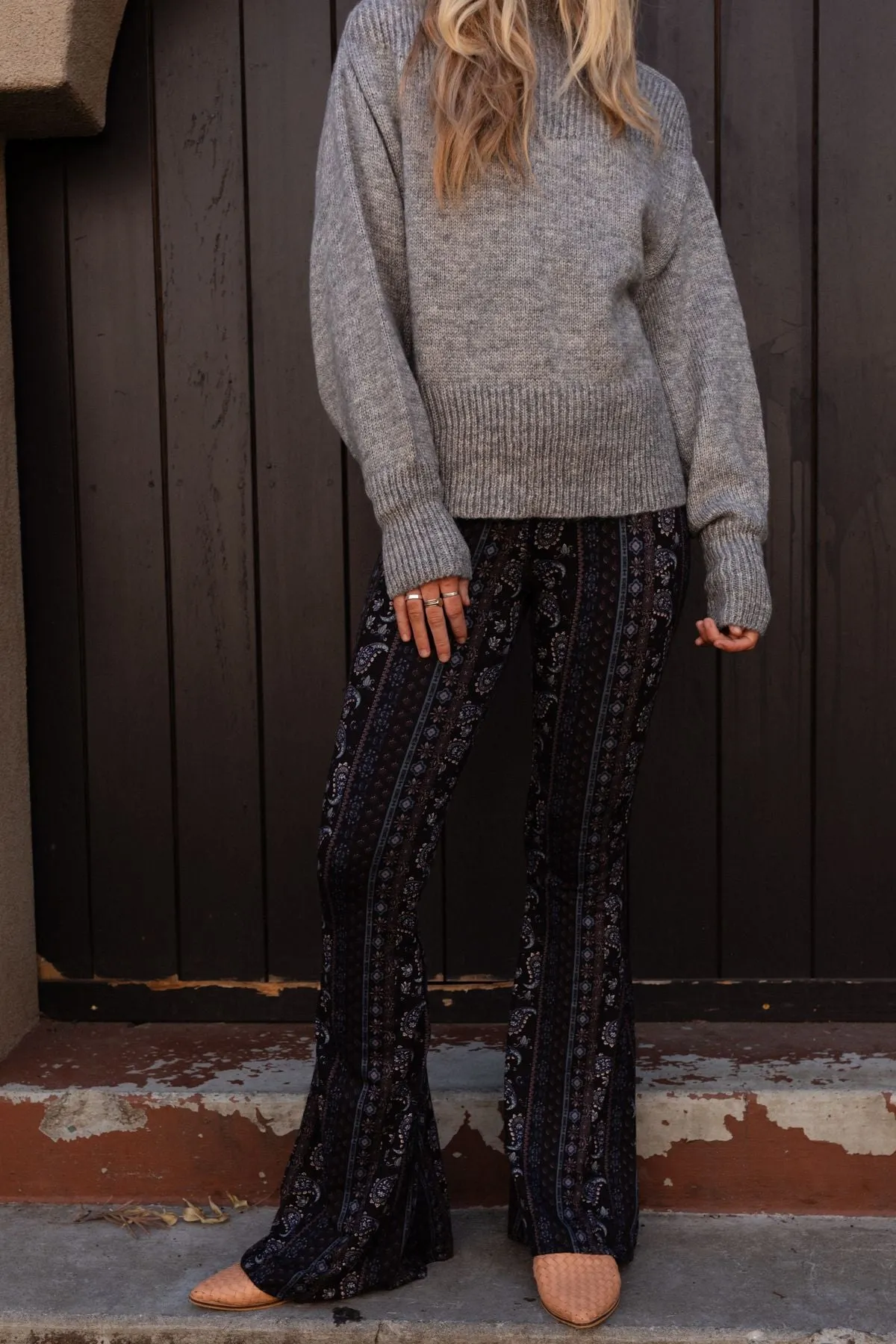 Cher Printed Flare Pants - Navy Floral sold by Three Bird Nest product image thumbnail 4