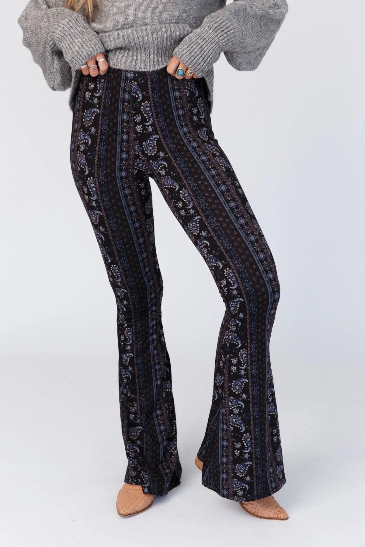 Cher Printed Flare Pants - Navy Floral sold by Three Bird Nest product image thumbnail 5