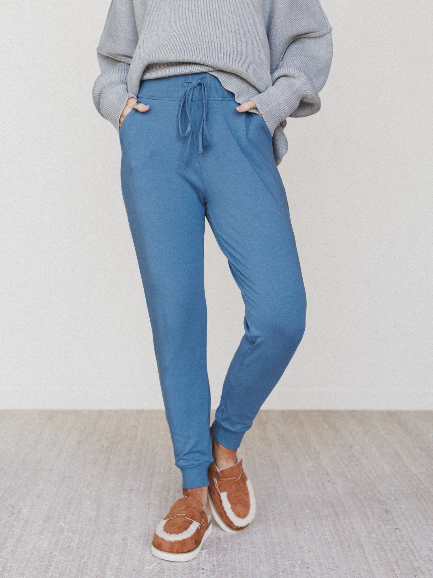 Dani Jogger Lounge Pant - Dusty Blue sold by Three Bird Nest