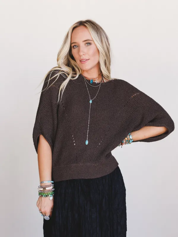 Somewhere Soft Sweater Top - Charcoal sold by Three Bird Nest