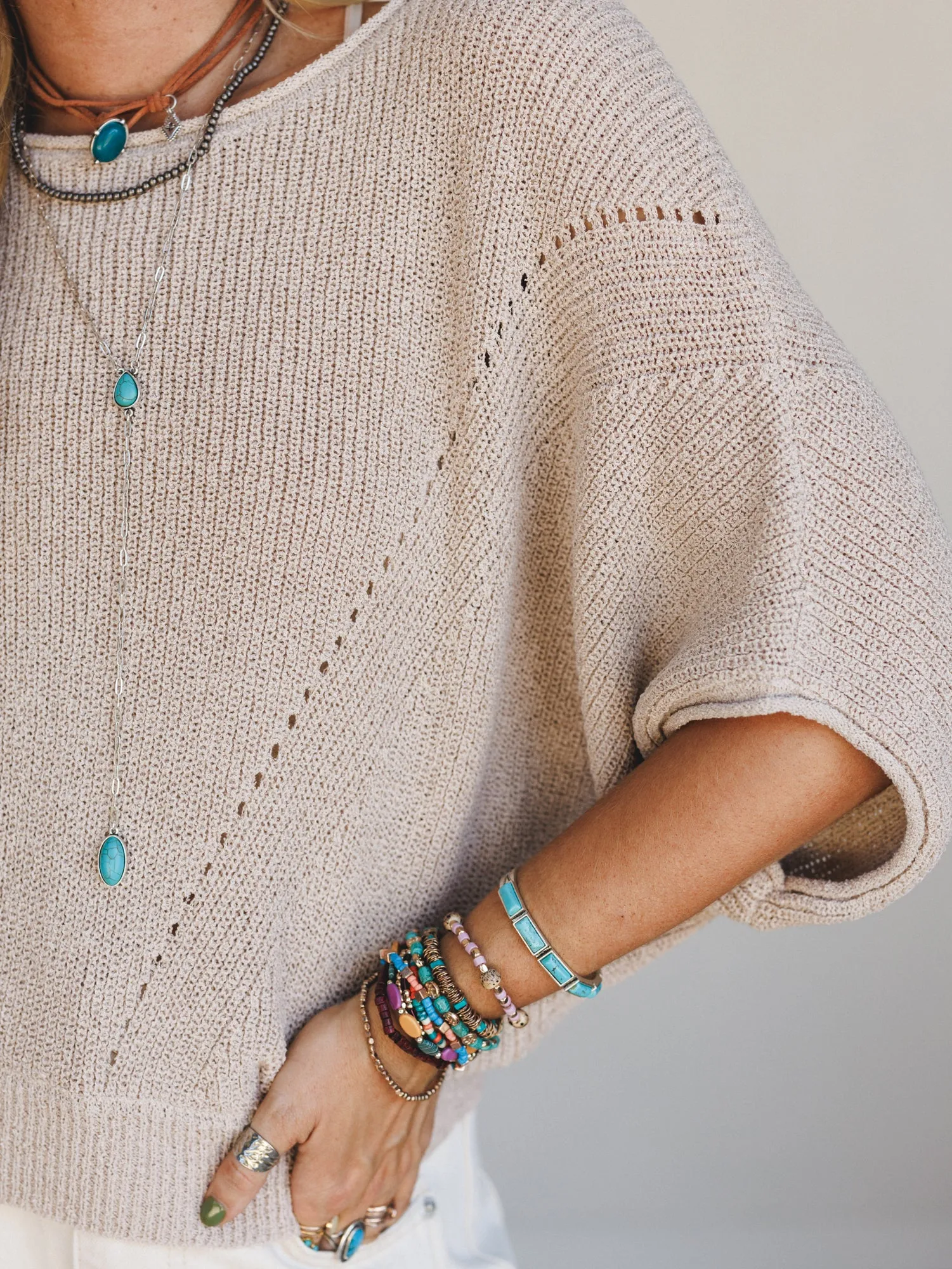 Somewhere Soft Sweater Top - Oatmeal sold by Three Bird Nest product image thumbnail 2