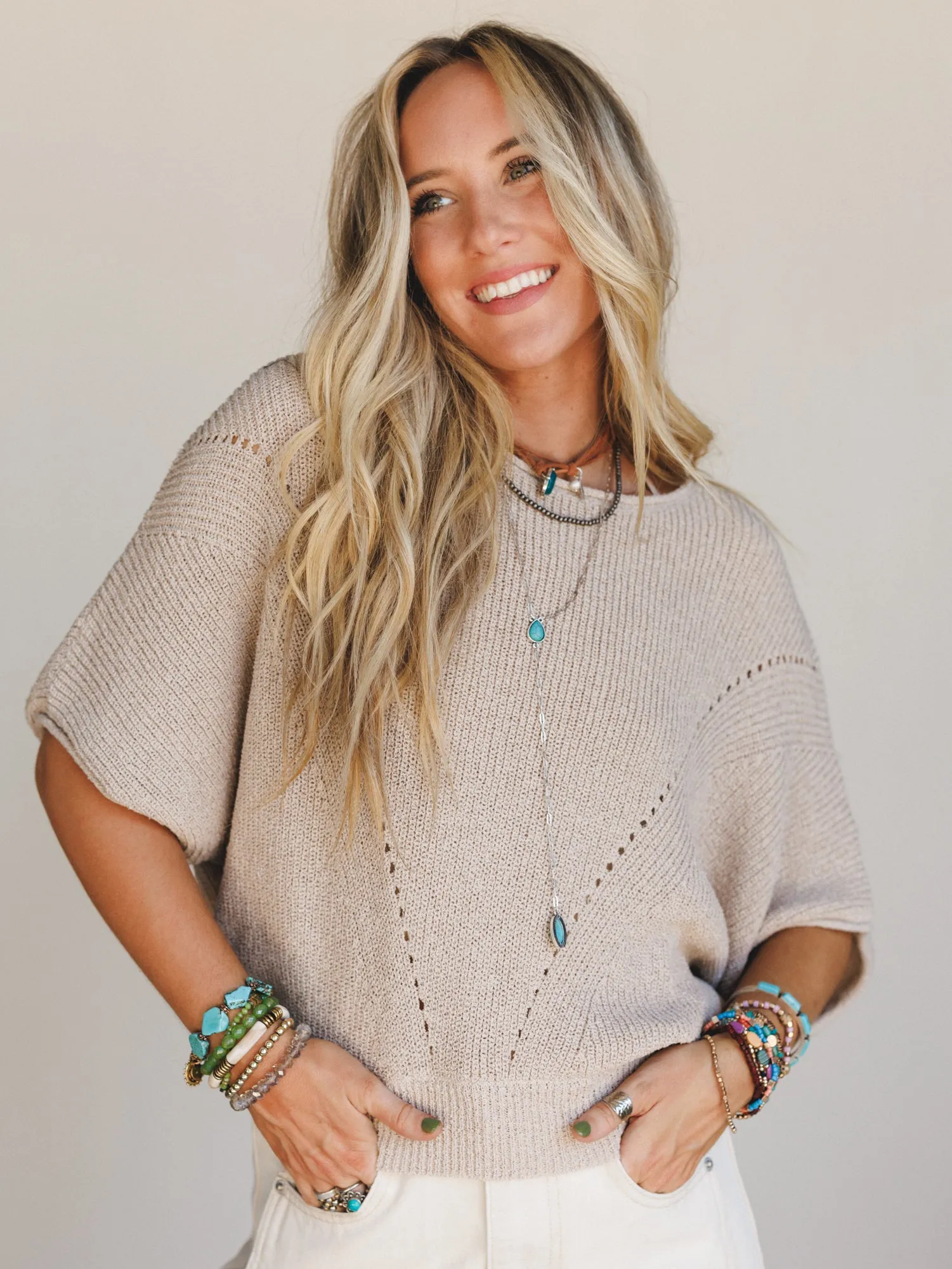 Somewhere Soft Sweater Top - Oatmeal sold by Three Bird Nest