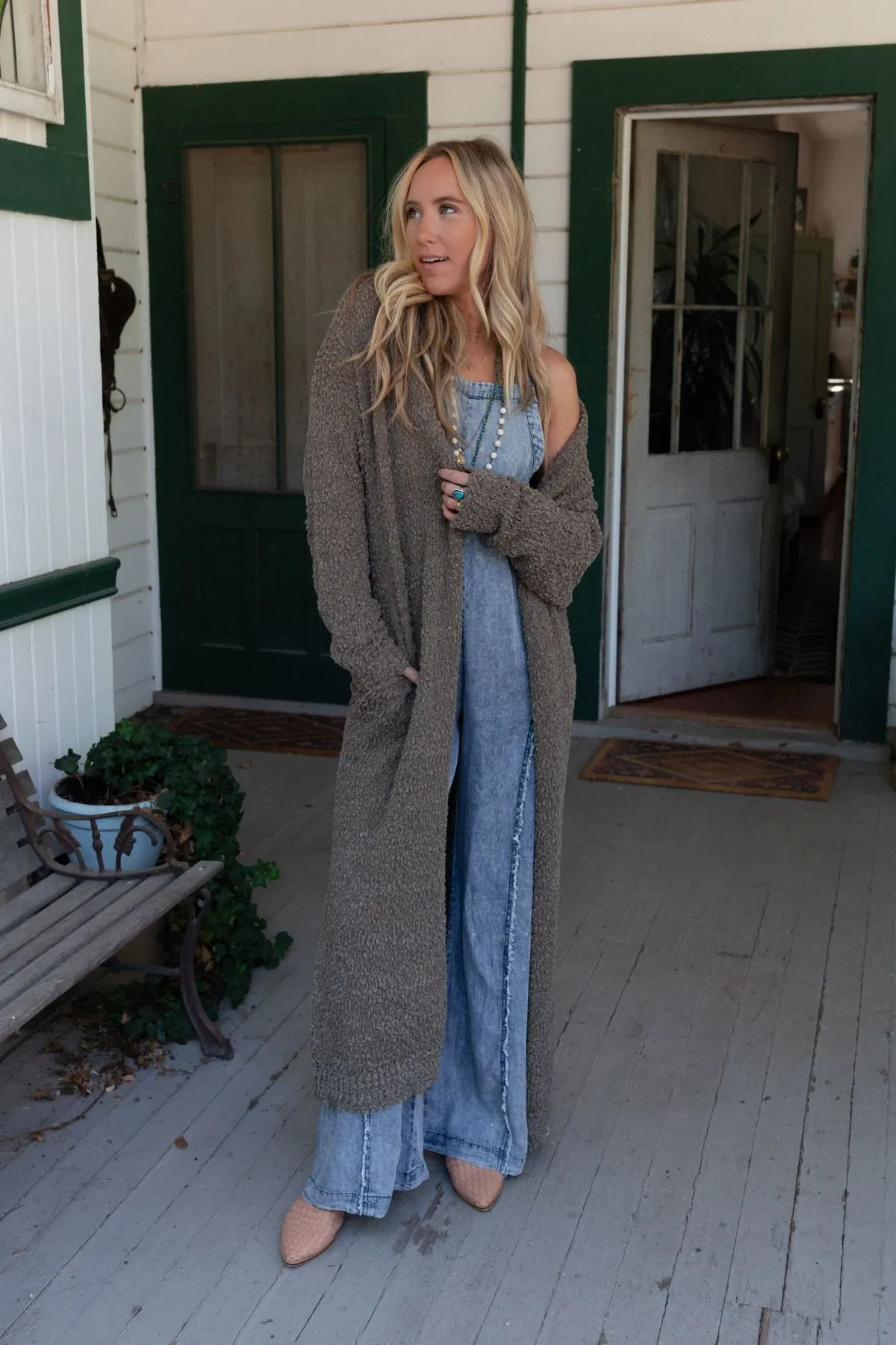 Wednesday Duster Cardigan - Olive sold by Three Bird Nest product image thumbnail 2