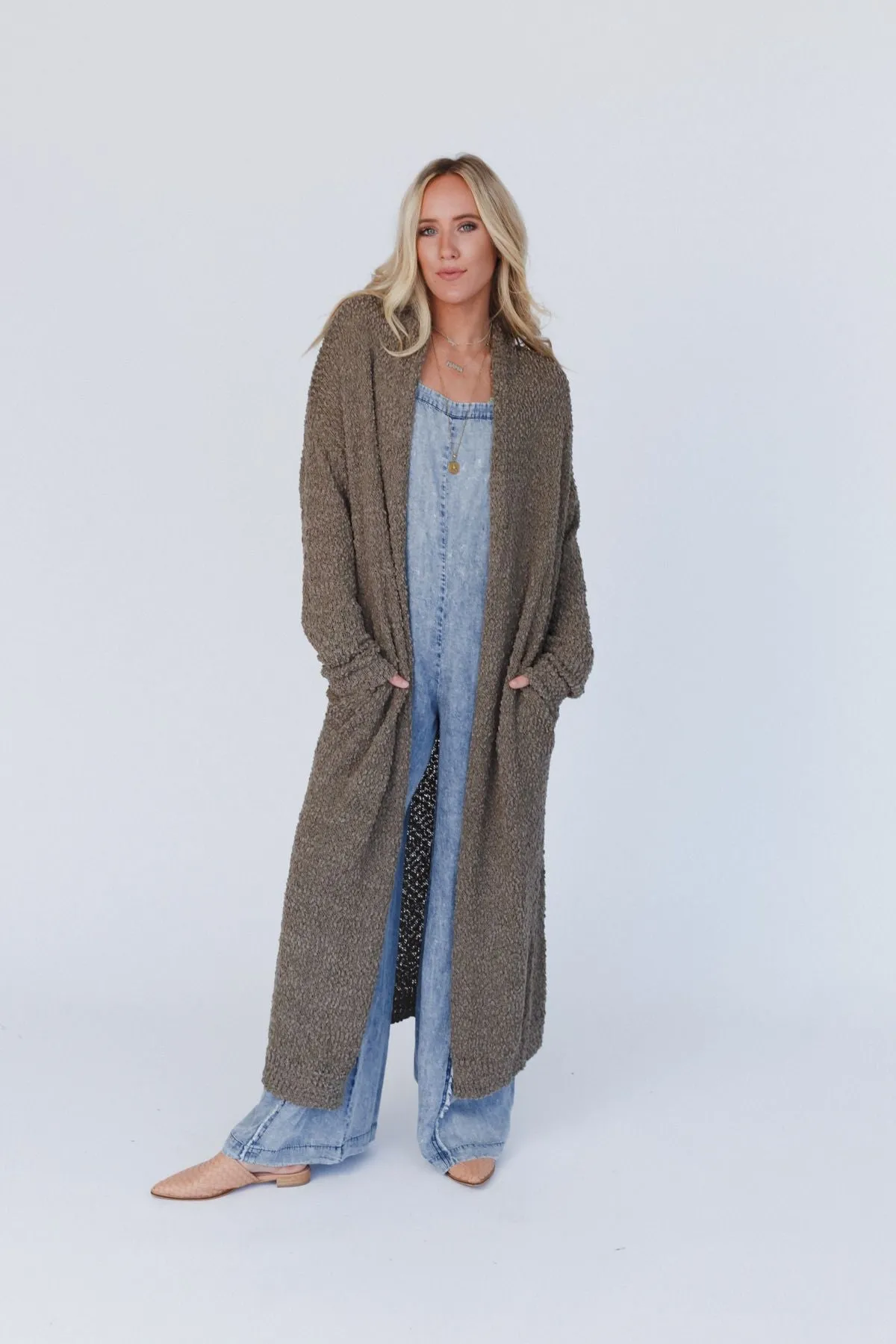 Wednesday Duster Cardigan - Olive sold by Three Bird Nest product image thumbnail 3