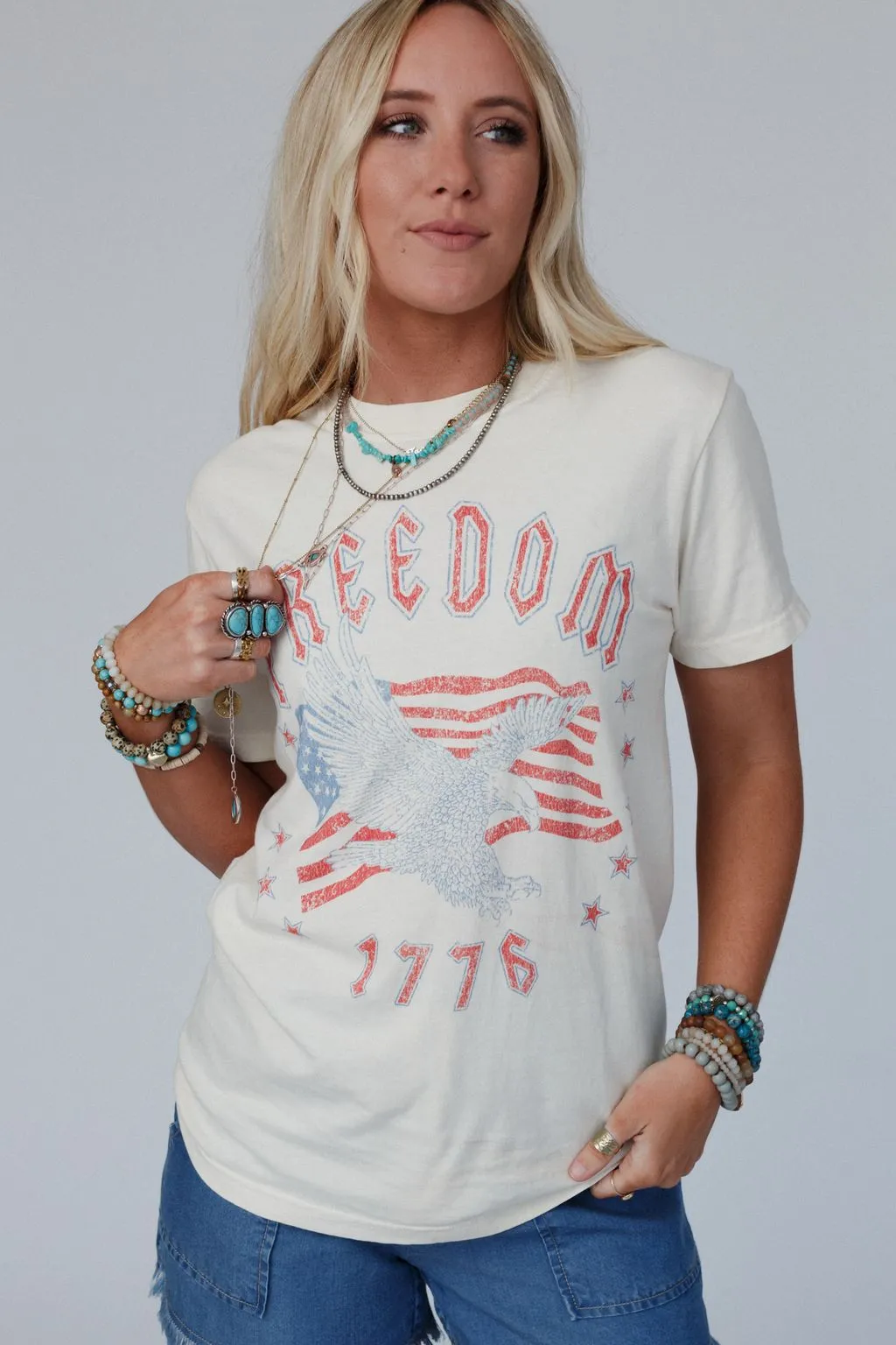 Freedom Eagle Graphic Tee - Ivory sold by Three Bird Nest product image thumbnail 2