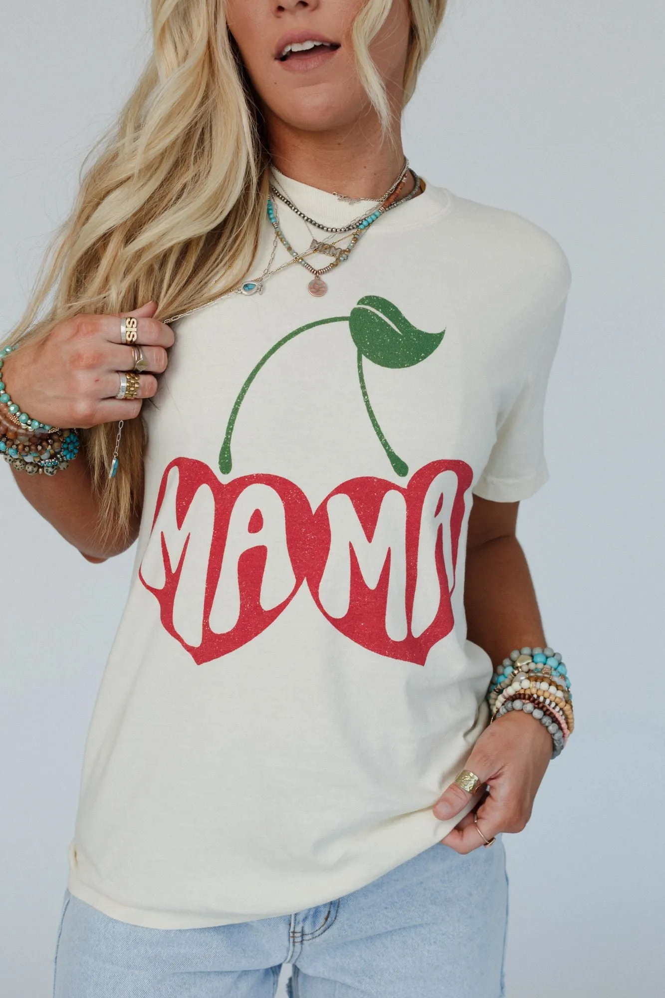 Cherry Mama Graphic Tee - Ivory sold by Three Bird Nest product image thumbnail 2