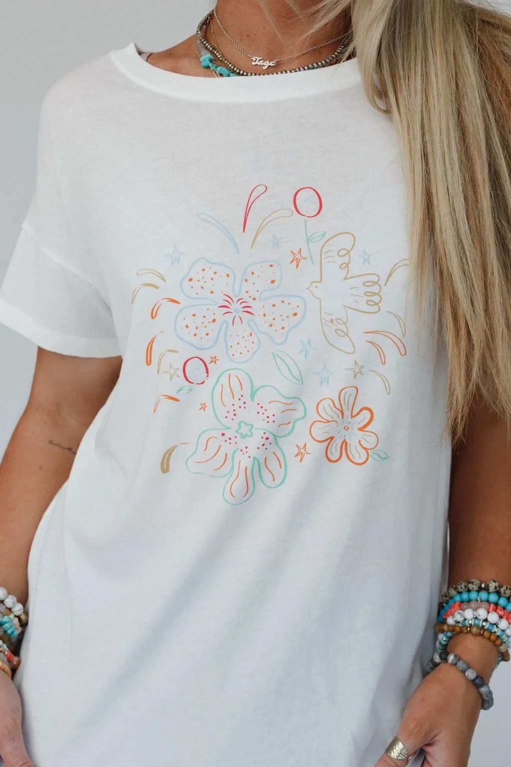 Floral Fireworks Top - Off White sold by Three Bird Nest product image thumbnail 2