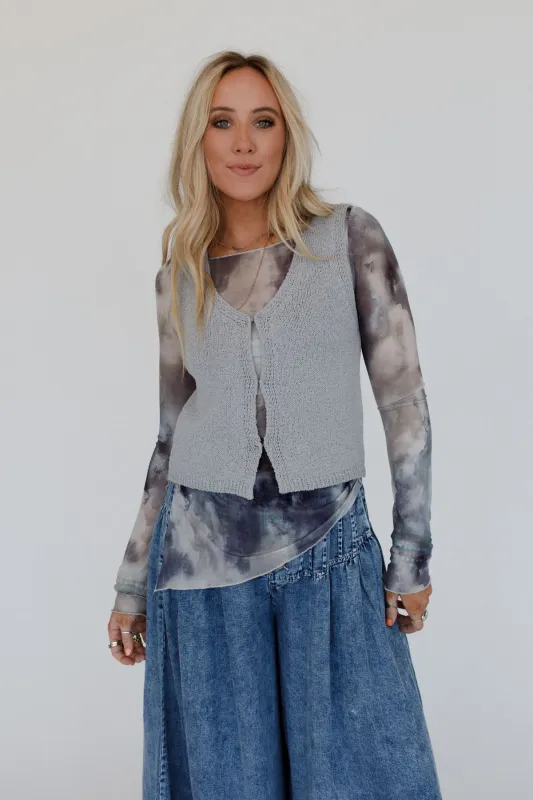 Maddy Sweater Vest - Gray made by Zenana