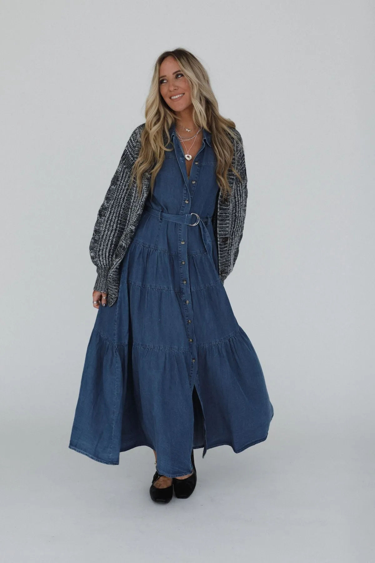 Blue Ridge Denim Maxi Dress - Medium Wash sold by Three Bird Nest product image thumbnail 5