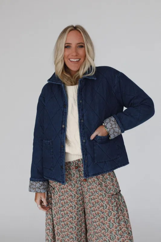 Echo Canyon Quilted Jacket - Dark Denim sold by Three Bird Nest
