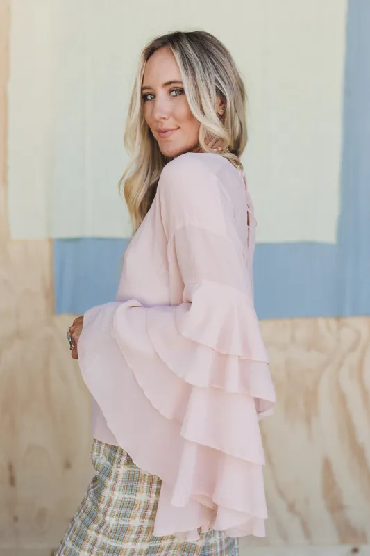 Poets Kiss Ruffled Blouse - Blush sold by Three Bird Nest