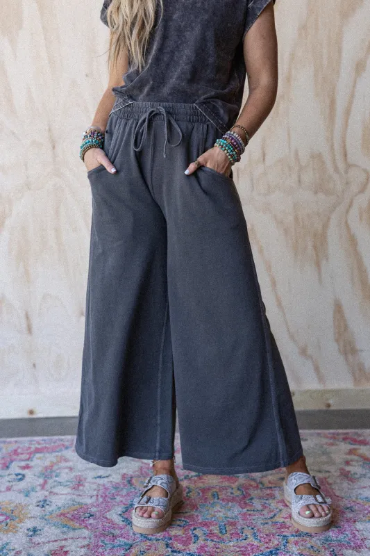 Wild Solstice Drawstring Pants - Black made by Zenana