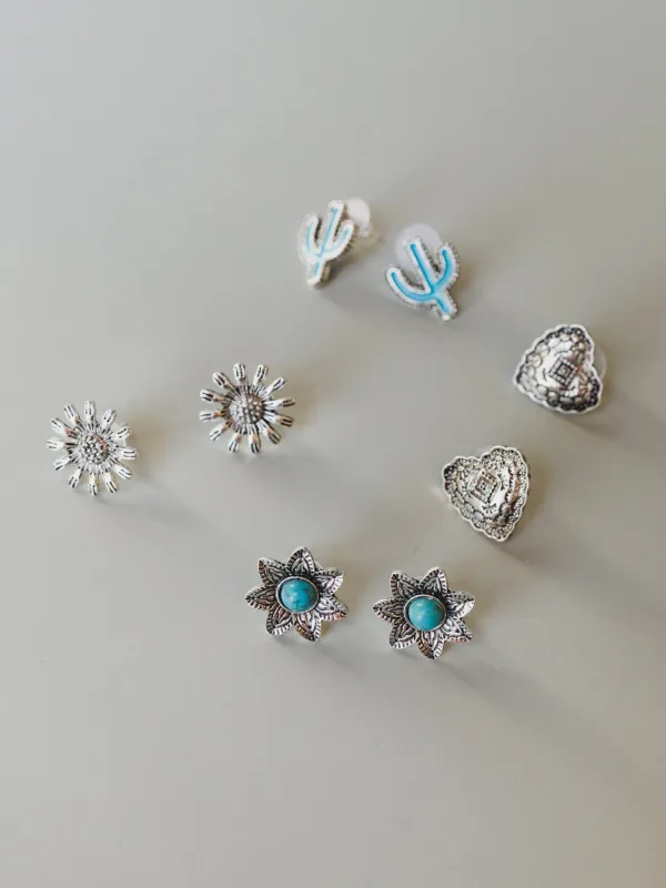 Ranch Life Stud Earrings - Silver made by Three Bird Nest