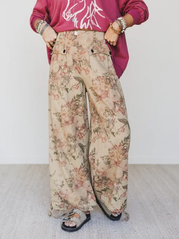 Season of Florals Pants - Tan made by Davi & Dani